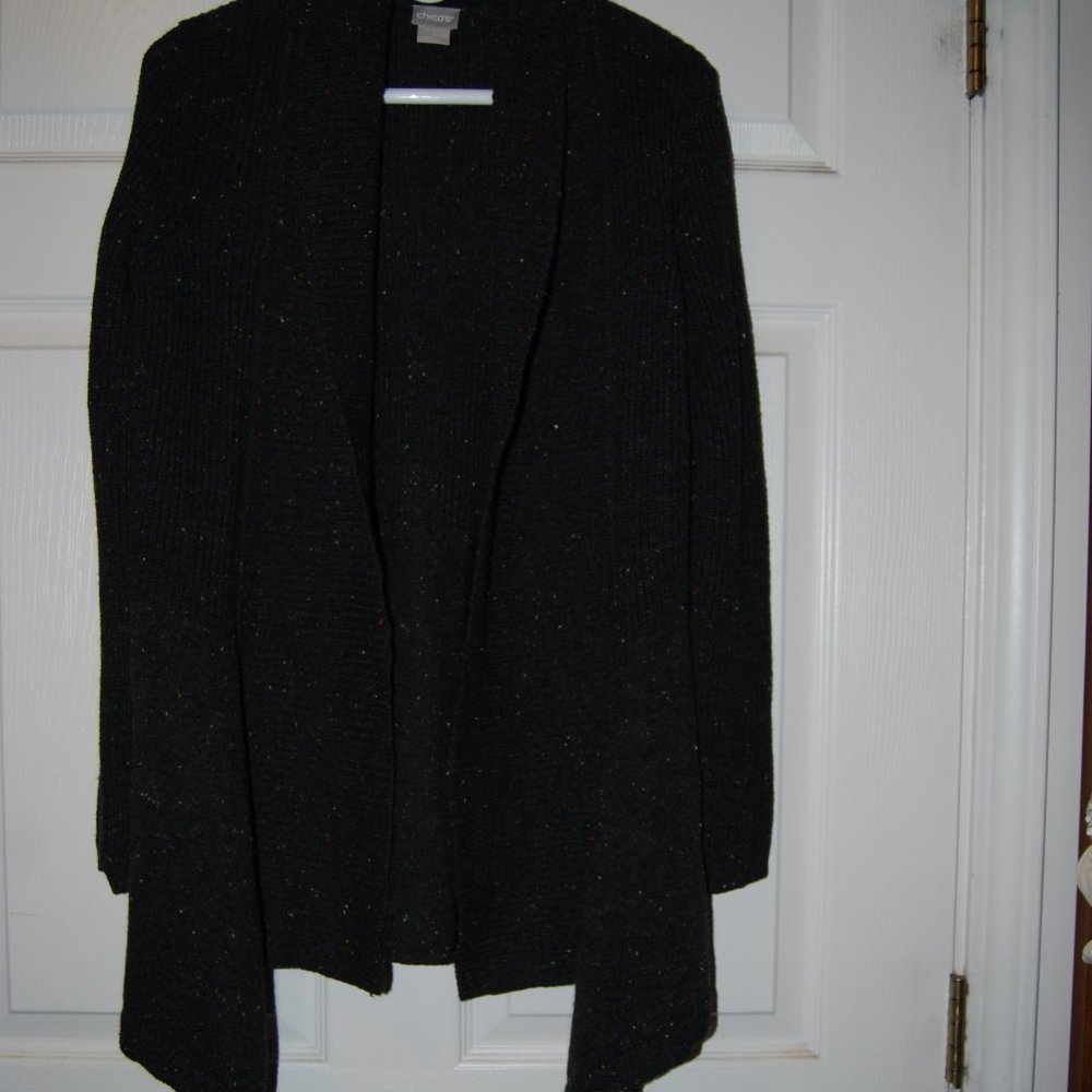 Chico's Size 0 Open Drape Front Sweater Dark Grey